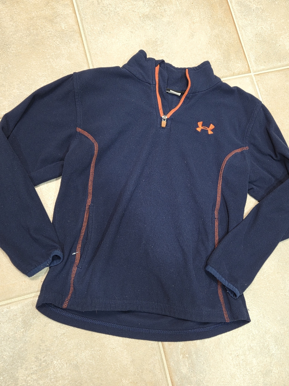 Under Armour Navy Quarter-Zip Pullover with Orange Trim
